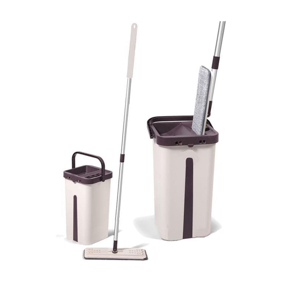 Flat Mop Wischeimer Wisch-Set inkl. Velcro Klettbezug