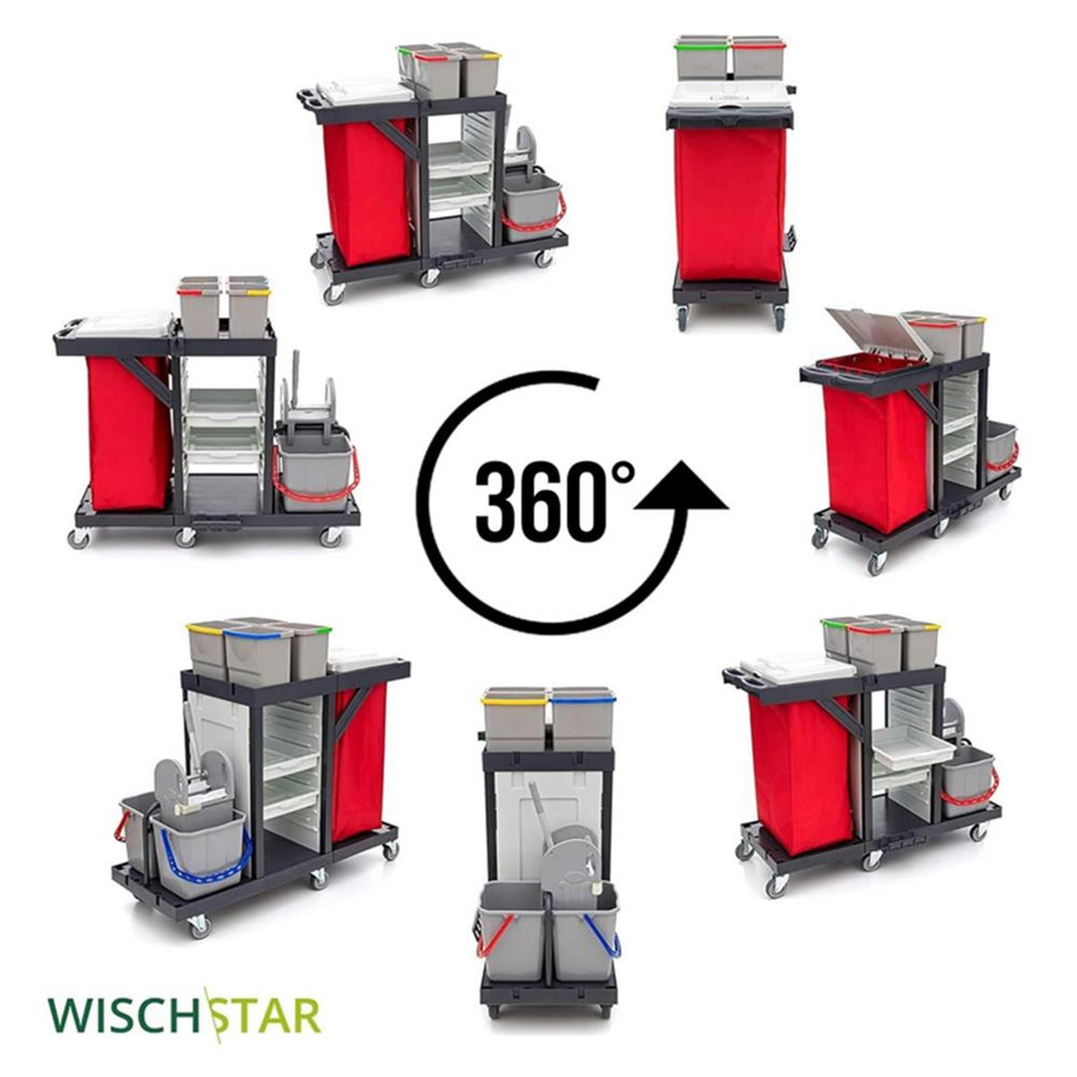 Wisch-Star Reinigungswagen - Set mit Presse Combi 2 Putzwagen