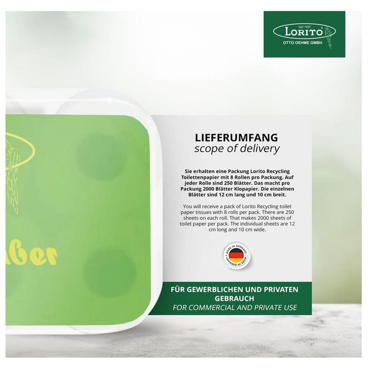 Lorito Toilettenpapier Klopapier frisch sauber recycling
