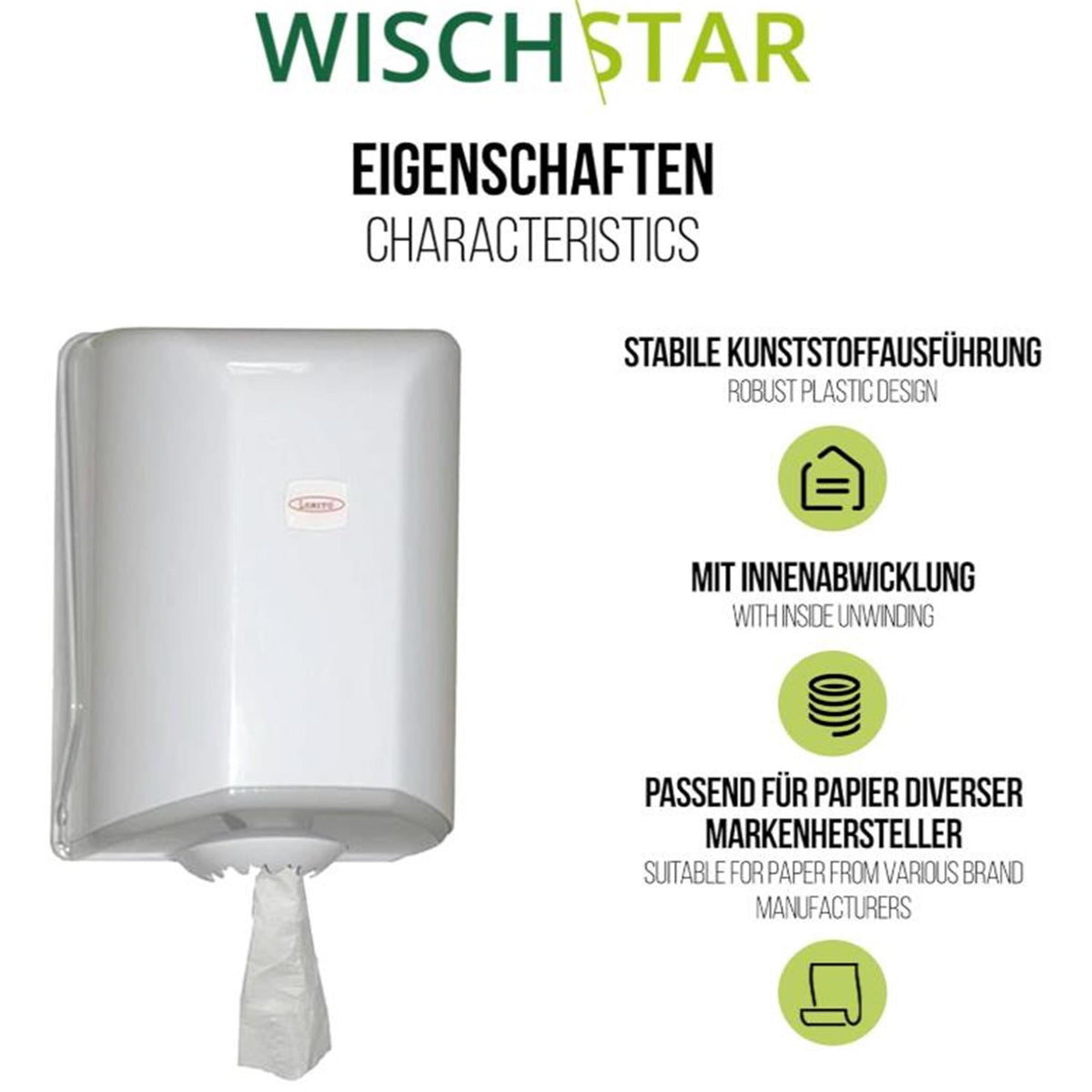 Lorito Handtuchrollenspender Quick weiß mit Innenabwicklung