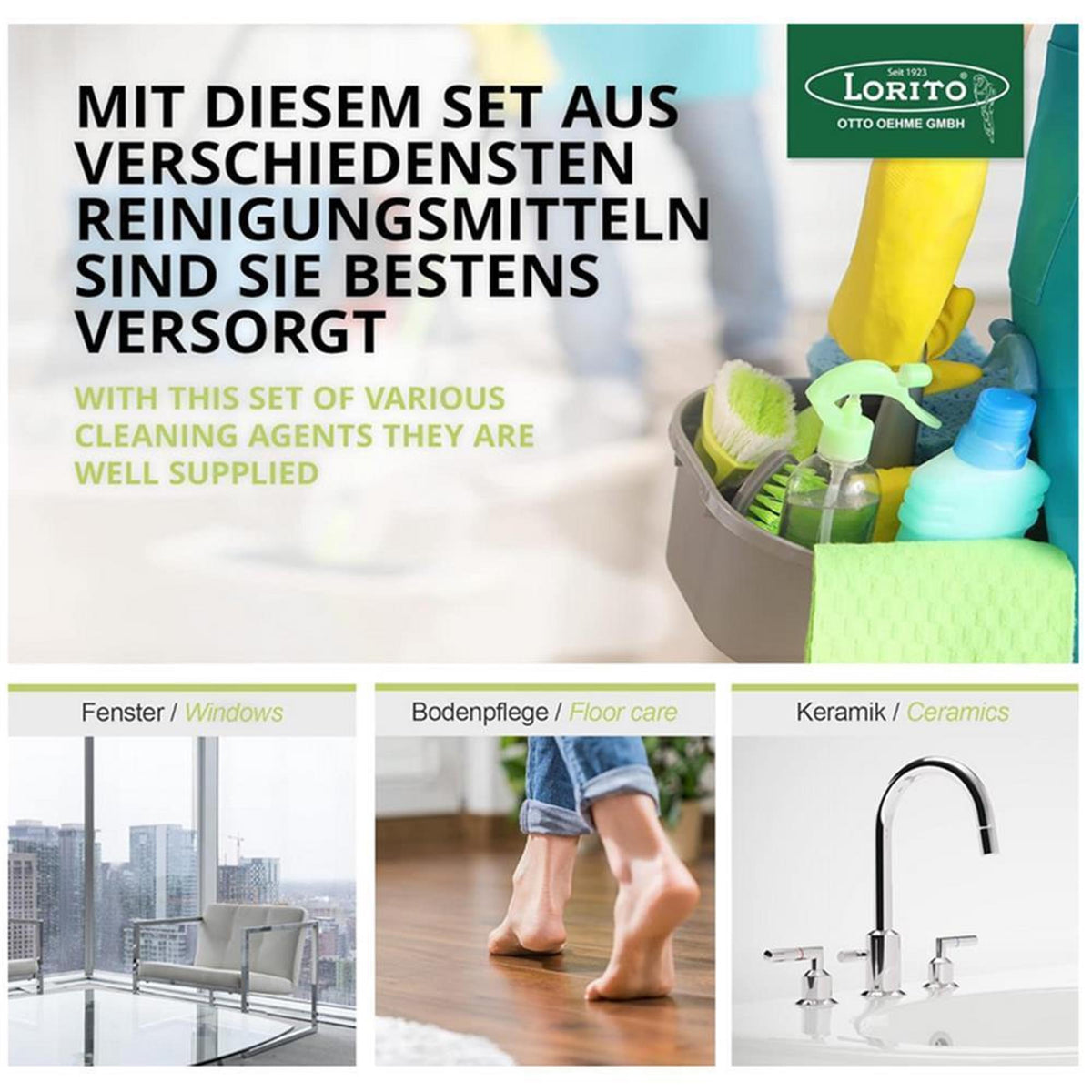 Lorito Reinigungsmittel Set-Box alle Bereiche