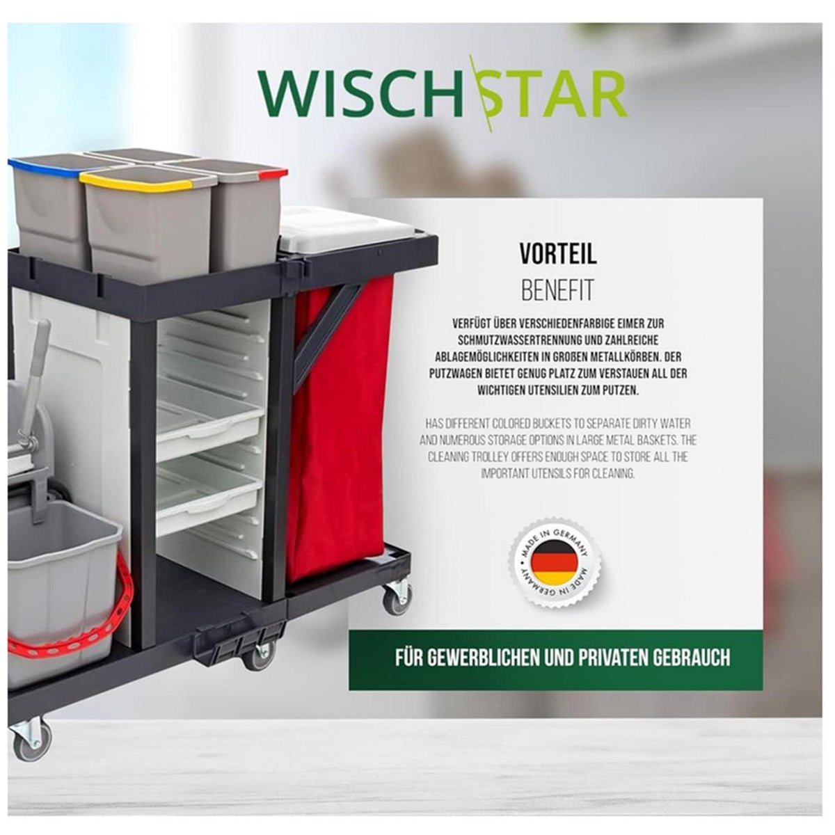 Wisch-Star Reinigungswagen - Set mit Presse Combi 2 Putzwagen