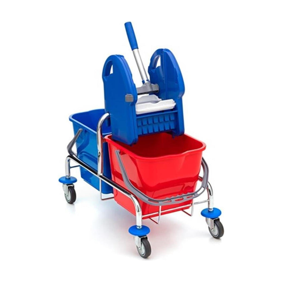 Wisch-Star Doppelfahrwagen Doppelfahreimer Chrom mit Presse