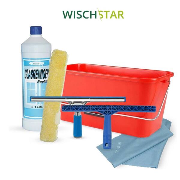 Profi Fensterputz Set 6-teilig Glasreinigungsset mit Eimer