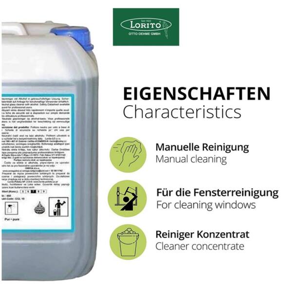 Lorito Glakur 460 Fenster- & Glasreiniger Eco fresh  Ecolabel 10 Liter