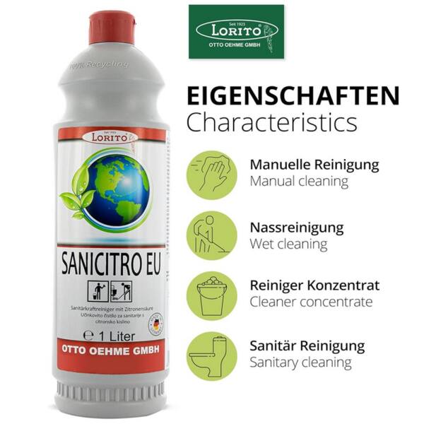 Sanitärreiniger Sanicitro 521 Eco u. fresh Ecolabel 1 Liter
