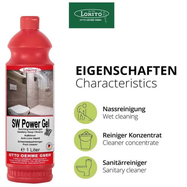 Sanitärgrundreiniger SW Power Gel Eco u. fresh Ecolabel 1 Liter