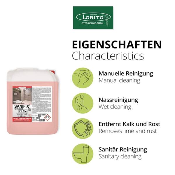 Sanitärreiniger Kalklöser Kalkentferner Sanifix Fantastic 10 Liter