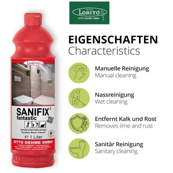 Sanitärreiniger Kalklöser Kalkentferner Sanifix Fantastic 1 Liter