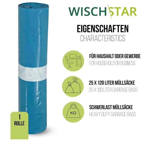 Müllsack Müllbeutel BRILLANT A, 120 l,  blau