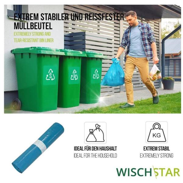Müllsack Müllbeutel BRILLANT A, 120 l,  blau
