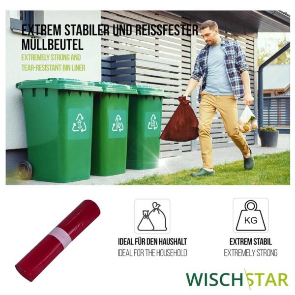 Müllsack Müllbeutel BRILLANT A, 120 l,  rot