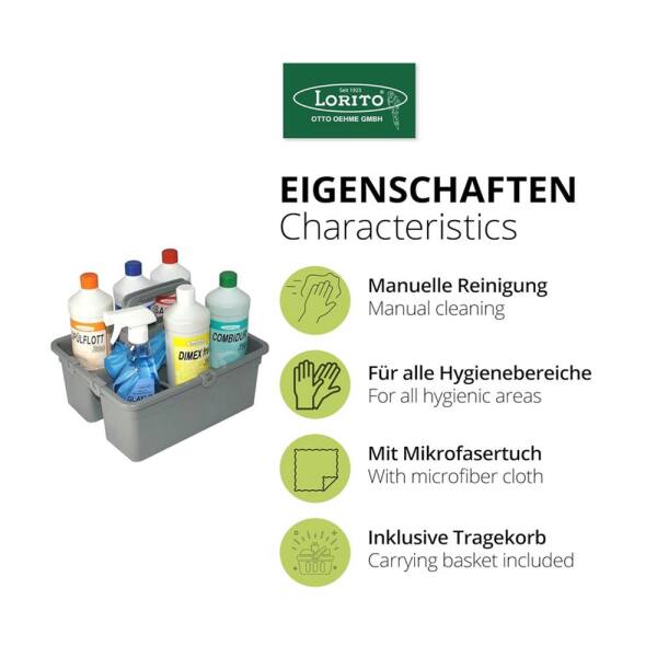 Lorito Reinigungsmittel Set-Box im Tragekorb für alle Bereiche
