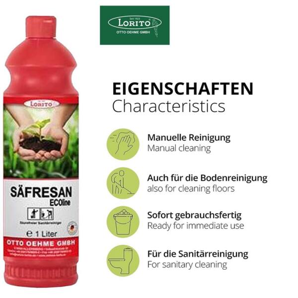 Lorito Säfresan Ecoline alkalischer Sanitärreiniger 1 Liter