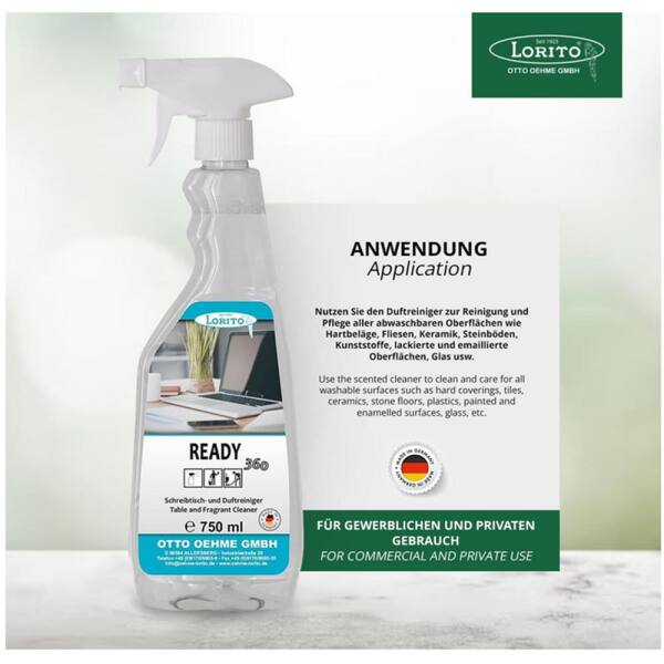 Lorito Ready 360 Duftreiniger 750 ml Sprühflasche Schreibtischreiniger