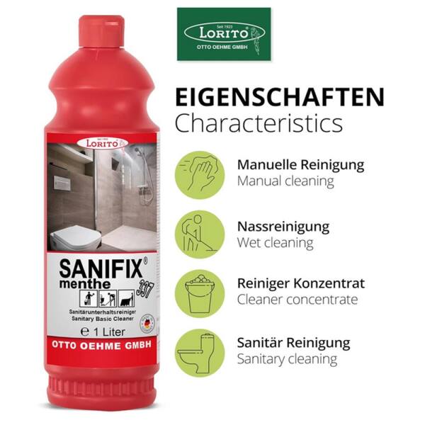 Lorito Sanifix 337 Sanitärreiniger Kalklöser Kalkentferner Menthe 1L