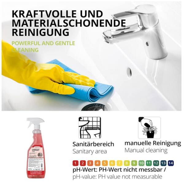 Lorito Saniready 366 Kalklöser 750 ml Badreiniger mit Abperl-Effekt