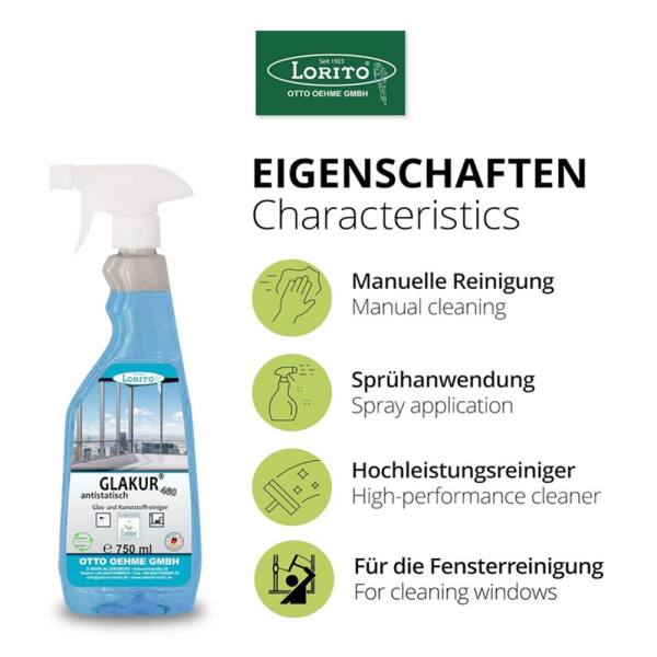 Lorito Glakur 460 Fenster- & Glasreiniger Eco u. fresh 750 ml Ecolabel
