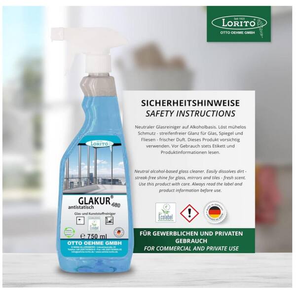 Lorito Glakur 460 Fenster- & Glasreiniger Eco u. fresh 750 ml Ecolabel
