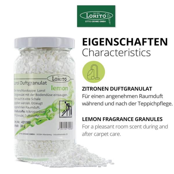 Lorol Duftgranulat Lemon 38 g - 200 ml Staubsaugerduft...