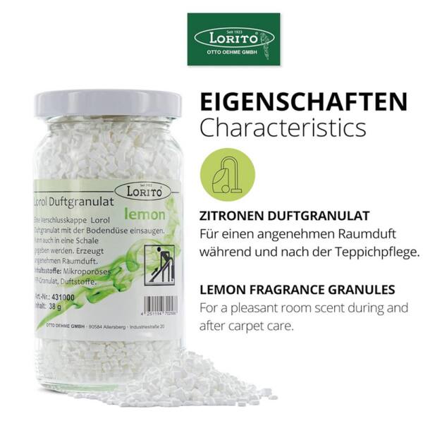 Lorol Duftgranulat Lemon 38 g - 200 ml Staubsaugerduft Duftperlen