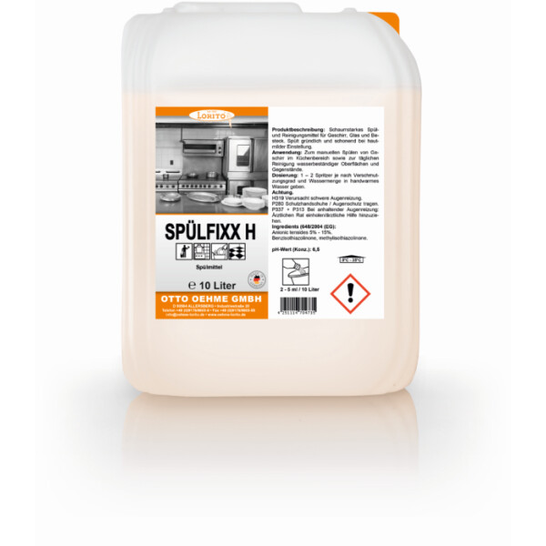 Lorito Spülfixx H 205 Geschirrspülmittel ohne Parfüm 10 Liter für Allergiker