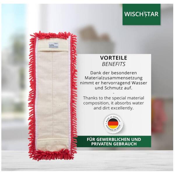 Wisch-Star Microfasermopp Mikrofasermopp Chenille "Calito" Wischmopp rot 40 cm