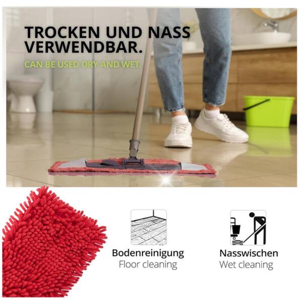 Wisch-Star Microfasermopp Mikrofasermopp Chenille "Calito" Wischmopp rot 50 cm