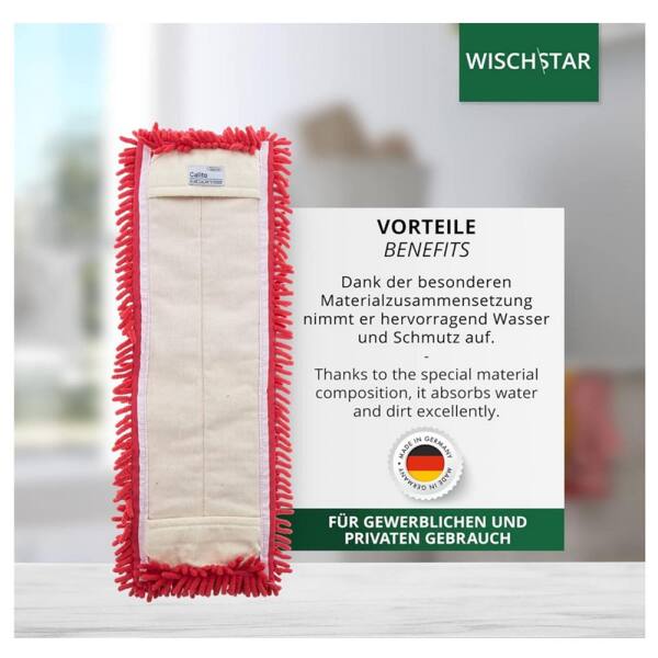 Wisch-Star Microfasermopp Mikrofasermopp Chenille "Calito" Wischmopp rot 50 cm