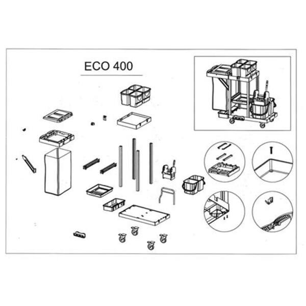 Wisch-Star Reinigungswagen ECO400 mit Presse Gerätewagen Systemwagen