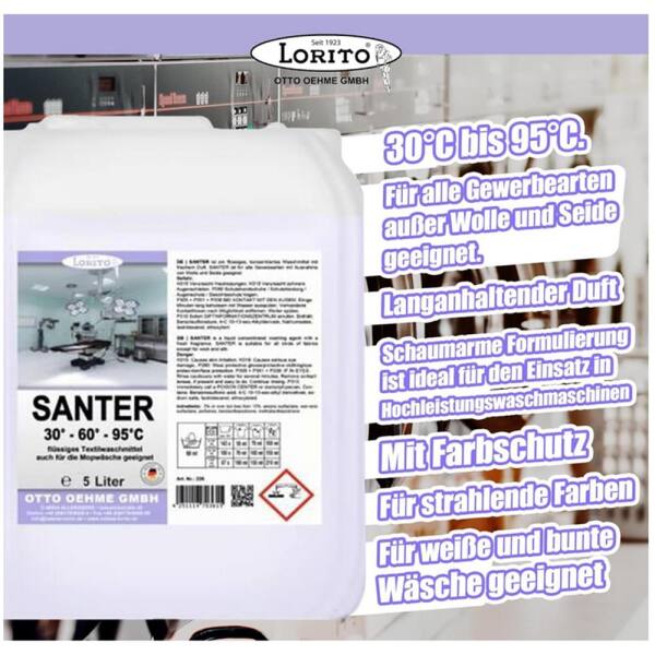 Lorito Santer Vollwaschmittel Waschmittel schaumarm flüssig 5 Liter