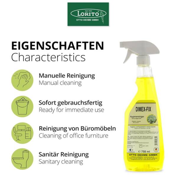Lorito Dimex Fix 750 ml Duftreiniger Hygienereiniger Sprühflasche