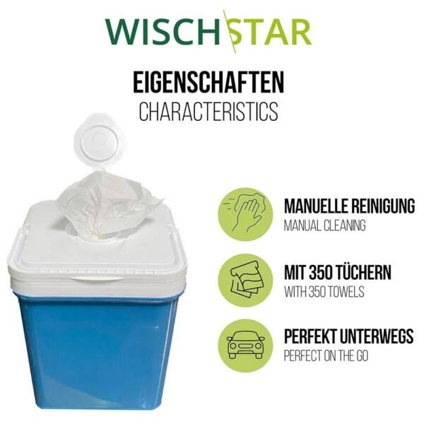Wisch-Star Spendereimer für Desinfektions-Vliestücher incl. 350 Tücher, ungetränkt