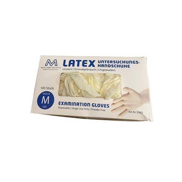 Einmalhandschuhe Latex weiss ungepudert100er Box DIN EN...