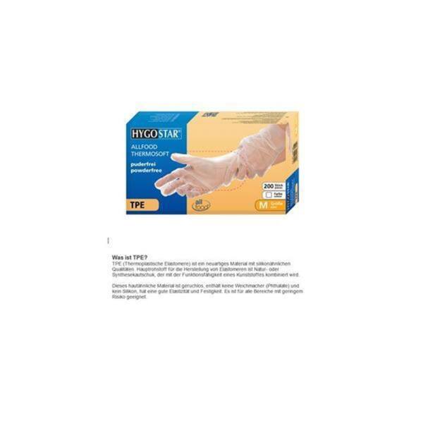 Einmalhandschuhe Allfood thermosoft TPE transparent puderfrei 200er Box L