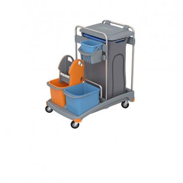 Splast Systemwagen TSS-0009 2x20 L, 120 L Abfallsack mit Abdeckung und Deckel und 1x6 L Eimer mit Korb