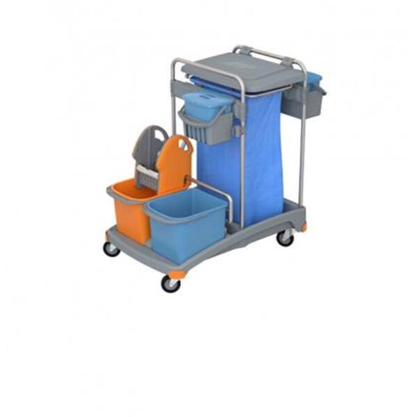 Splast Systemwagen TSS-0010 2x20 L, 120 L Abfallsack mit Abdeckung und Deckel und 3x6 L Eimer mit Korb