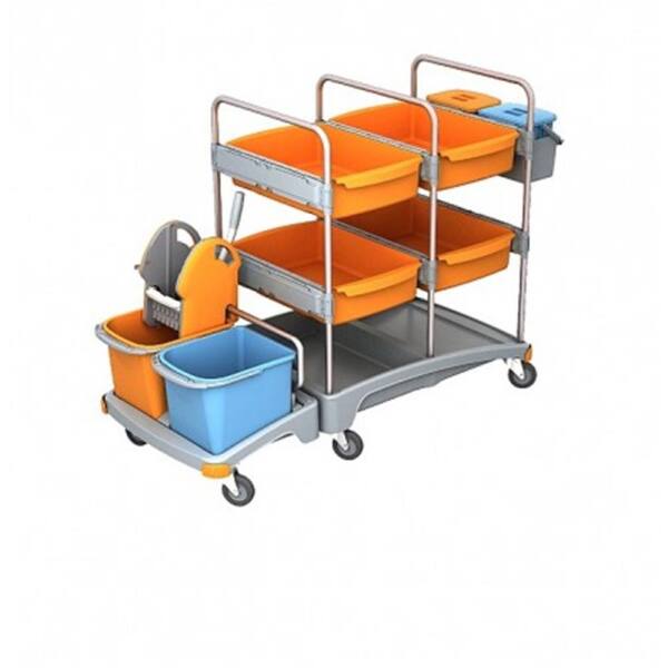 Splast Systemwagen TSZ-0009 2x20 L, 4xKunststoffwanne tief und 2x6 L Eimer