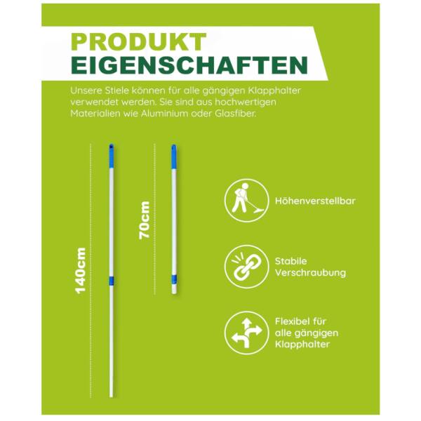 Teleskopstiel Alustiel für Klapphalter 70-140 cm mit Drehverschluss