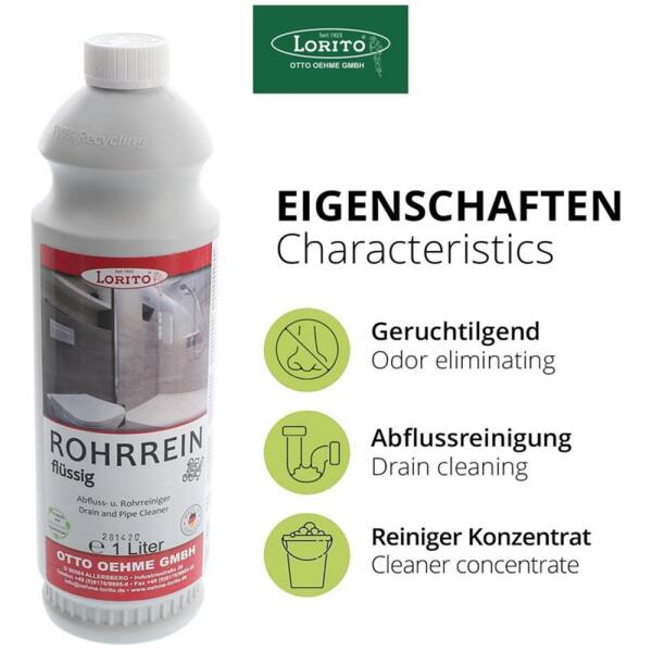 Lorito Rohrrein 354 1L flüssig Abflussreiniger Rohrreiniger