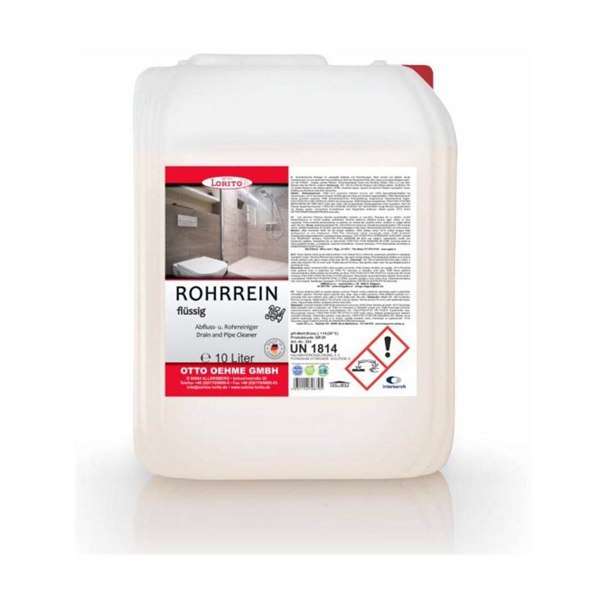 Lorito Rohrrein 354 10 L flssig Abflussreiniger Rohrreiniger Rohreinigungsmittel