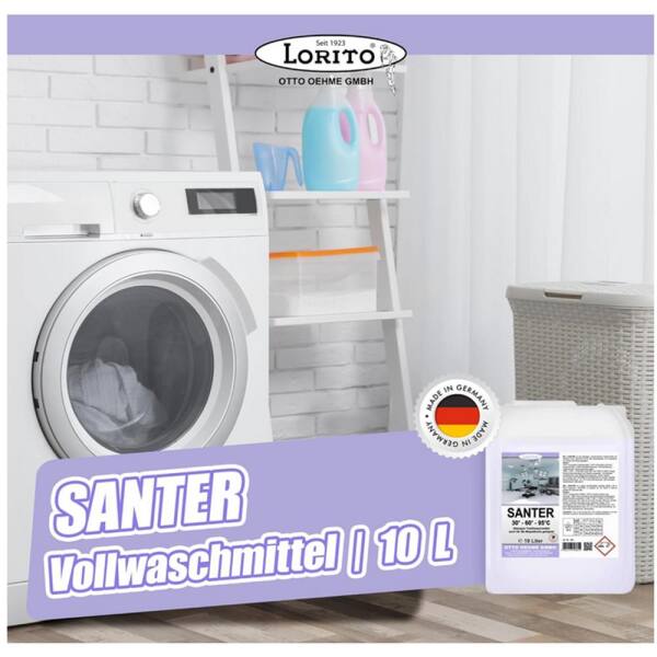 Lorito Santer Vollwaschmittel Waschmittel schaumarm flüssig 10 Liter