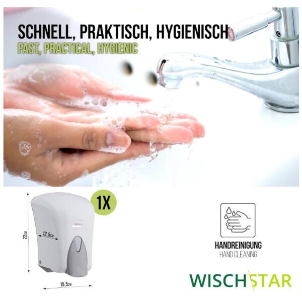 Seifenspender weiß Kunststoff 1000ml für Kartuschen Spendersystem