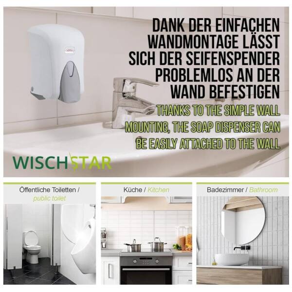 Seifenspender weiß Kunststoff 1000ml für Kartuschen Spendersystem