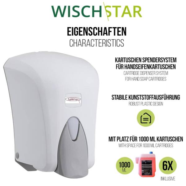 Starter-Set Seifenspender Hygienespender weiss 1L incl. 6x1L Seifenpatrone