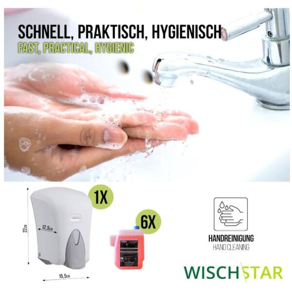 Starter-Set Seifenspender Hygienespender weiss 1L incl. 6x1L Seifenpatrone