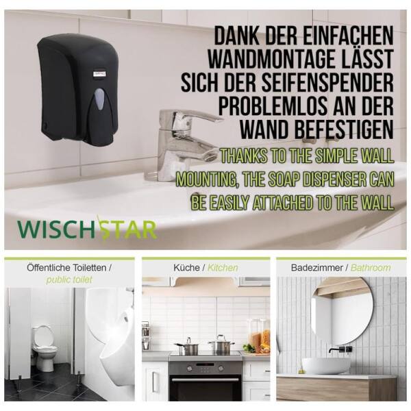 Starter-Set Seifenspender Hygienespender 1L incl. 6x1L Seife schwarz