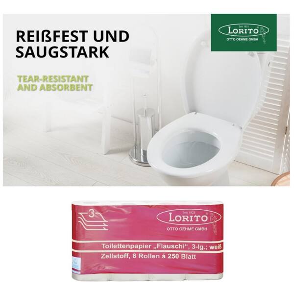 LoritoToilettenpapier Klopapier Lorito Flauschi, 3-lagig,8 Rollen