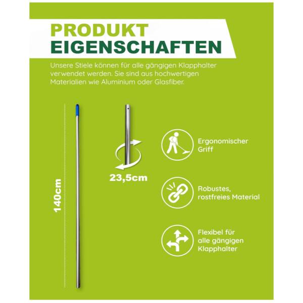 Wisch-Star Alustiel Moppstiel Aluminiumstiel für Klapphalter 140 cm