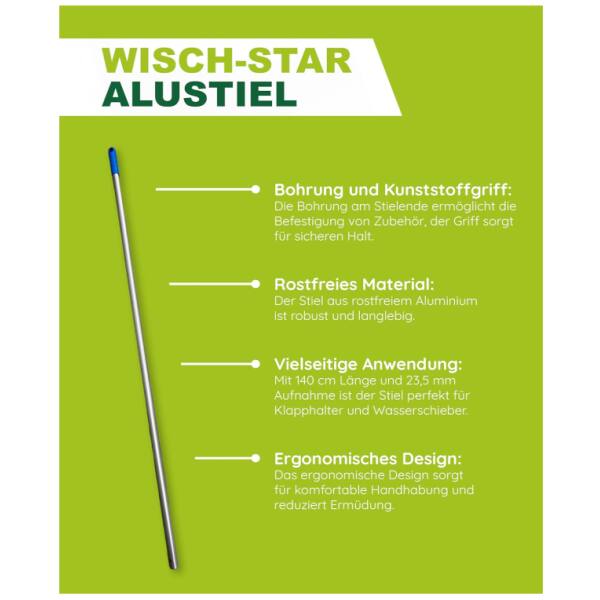 Wisch-Star Alustiel Moppstiel Aluminiumstiel für Klapphalter 140 cm